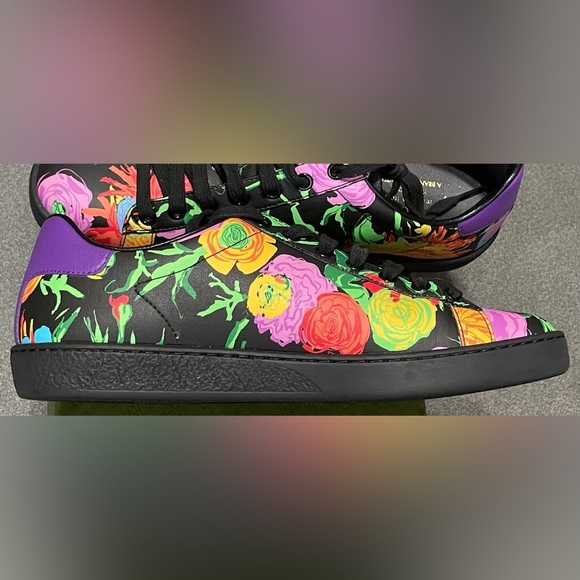 SOLD SOLD SOLD Gucci Ken Scott Ace Sneakers Infinity Jenni Black Floral Print - Picture 6 of 11